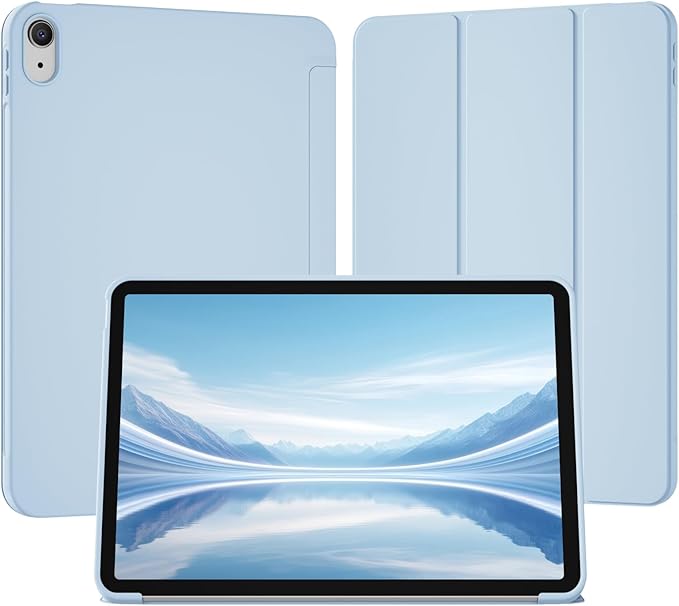 Case for iPad Air 11 Inch (M4/M3/M2 2026/2025/2024) for iPad Air 5th/4th Gen 10.9 Inch Without Pencil Holder Slim Folio Trifold Stand Cover with Soft TPU Back Auto Wake/Sleep Sky Blue