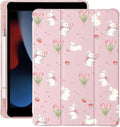 Cute Kawaii Bunny Flower for iPad Pro 11 Inch Case (M5/M4) 2025/2024 with Pencil Holder Auto Sleep/Wake Pink Leather Soft TPU Back Cover