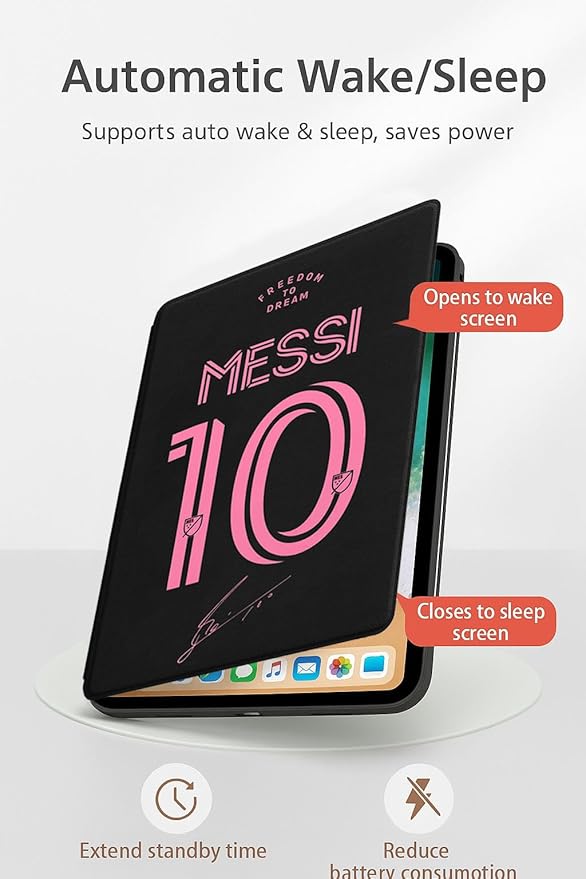 ZERMU Case for iPad (A16) 11th/10th Generation 11''/10.9'' (2025/2022) Mess%i #10 Argentina Soccer Shockproof Magnetic Cover [Auto Sleep/Wake] with Pencil Holder