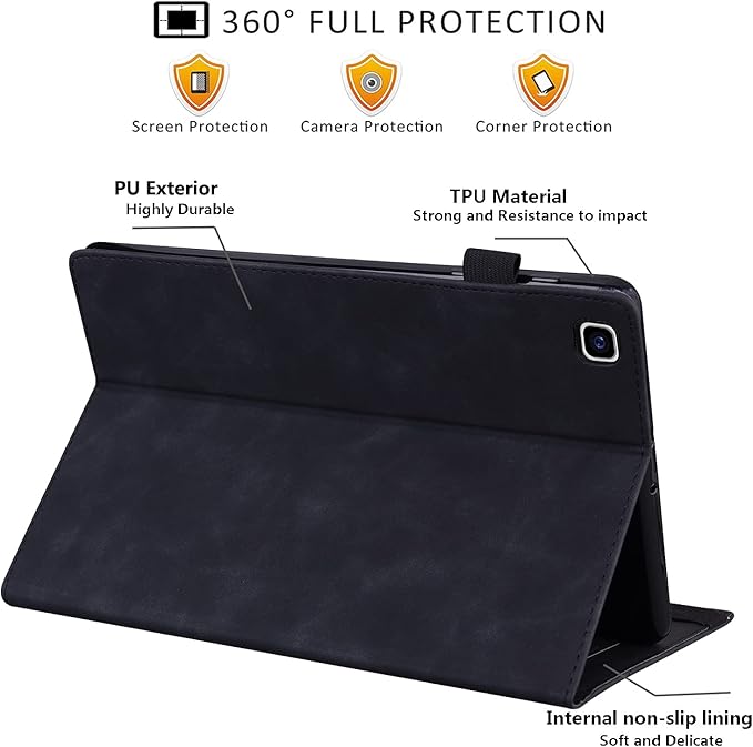 Flip Case for Samsung Galaxy Tab S10 FE+ Plus 2025 13.1 inch PU Leather Stand Soft Back Smart Auto Wake/Sleep CoverAdjustable Stand Shell w/Card Slots/Pen Holder/Front Pocket - Black
