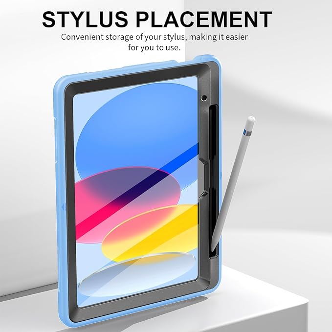 Case for iPad (A16) 11th/10th Generation Case: Protective Cover for iPad 11th Gen 11 Inch 2025 &amp10th Gen 10.9 2022 with Screen Protector- Stand- Shoulder Strap- Handle- Pencil Holder-Light Blue