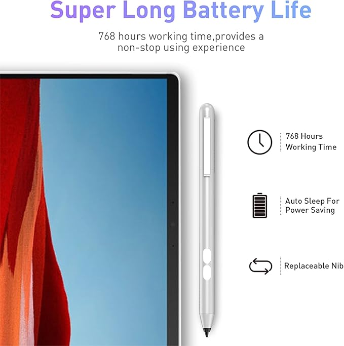 Active Stylus Pen for HP OmniBook Envy x360 Pavilion x360 Spectre x360 2500h Battery Life Rechargeable Touchscreen Pen with Palm Rejection &amp 1024 Pressure Sensitivity for HP Touchscreen Laptops