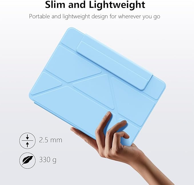 Case for iPad Air 13(M3 2025/M2 2024)&ampiPad Pro 12.9 (6th5th4th3rd Gen)Powerful Magnetic AttachmentSlim Trifold Stand CaseAuto Wake/SleepDurable Protection（Blue）