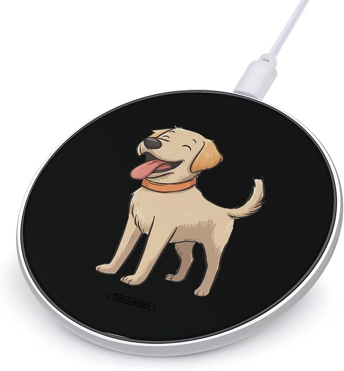 Labrador Dog Tongue Out Fast Portable Charger 10W Funny Graphic Phone Charging Pad with USB Cable