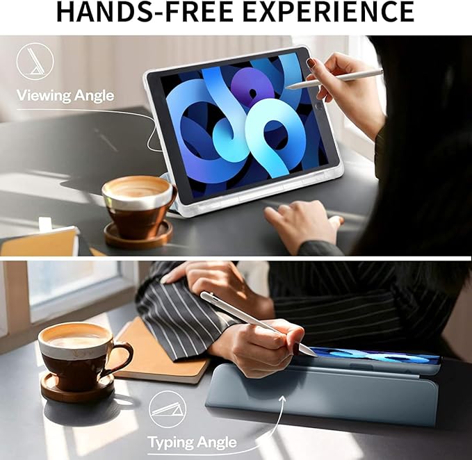 Idocolors Cute Bowknot Pad Case for 12.9 Inch iPad Pro 2022/2021/2020/2018 Clear TPU Smart Stand Back Cover with Pencil Holder Auto Wake/Sleep Foldable Shockproof Protective Case