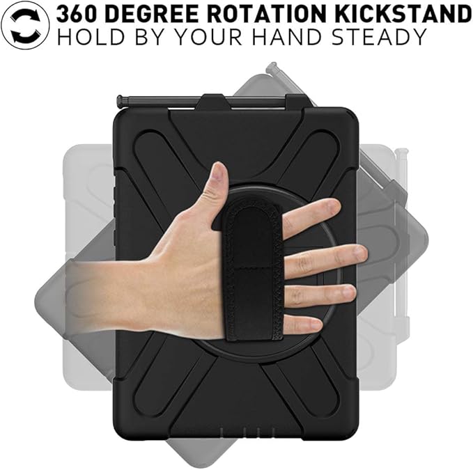 ZenRich for Galaxy Tab Active4 Pro 2022/Galaxy Tab Active Pro 2019 10.1 Case (SM-T630/T638/T540/T547) with S Pen Holder Rugged Heavy Duty Shockproof Case with Kickstand Hand Strap Shoulder Belt