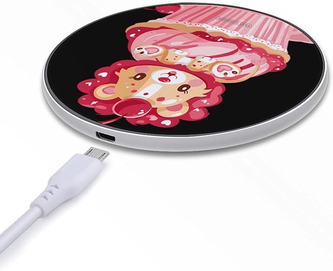 Lion on Cupcake Cherry Phone Charger Magnetic Charging Pad Anti-Slip with USB Cable