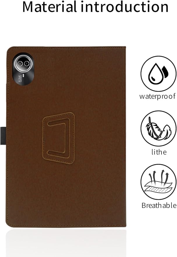 for Urao G140L 2025 14 Inch Android Tablet CaseBOVUGAC Folding Stand Protective Cover with Pencil Holder and Wrist StrapFull Protection Premium PUScratch Resistant(Brown)