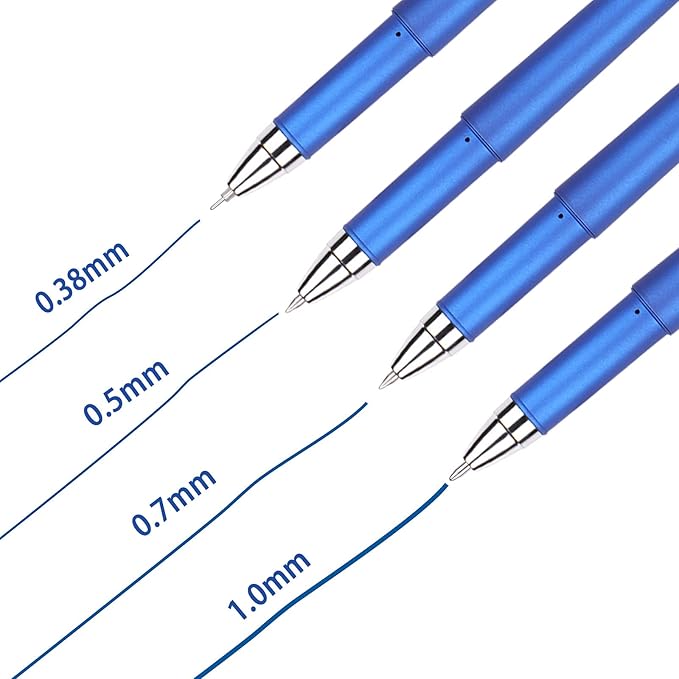 Gel Ink Rollerball Stylus Pen - 18 Pack0.38mm Gel Pen Extra Fine Point2 in 1 Capacitive Stylus PenBlue InkWriting Smoothly for OfficeBusinessGiftMetal Silver Clip
