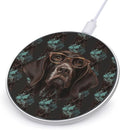 German Shorthaired Pointer in Glasses Wireless Charger Fast Wireless Charging Pad with USB Cable 10W Anti-Slip Magnetic Wireless Charger Portable Slim Charger Puck Travel Charging Station