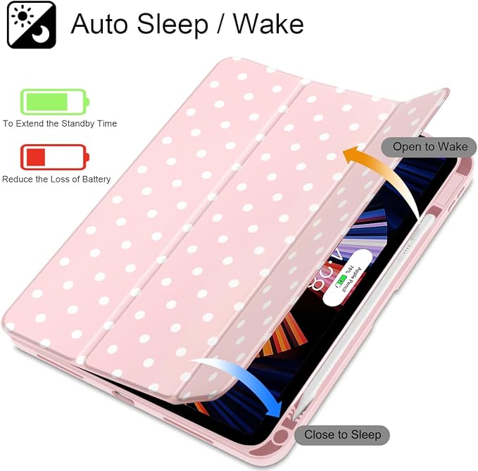 Tuiklol Case for iPad 11 inch (A16 Chip) 2025 Gen 11th / iPad 10.9 inch 2022 10th Gen Buit in Pencil Holder with Shockproof Cover Clear Transparent Back Shell Auto Wake/SleepSpot-Pink