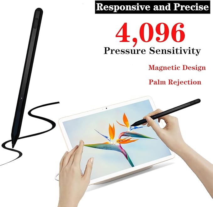 USI2.0 Stylus Pen Compatible with Lenovo USI Pen 2 USI Pen 2 Replacement for Lenovo USI Pen 2 with 4096 Levels Pressure Sensitivity Palm Rejection (Black)