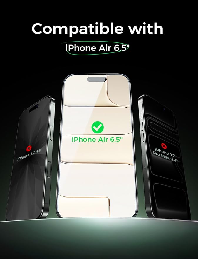 MAGIC JOHN 2 PACK for iPhone Air (6.5) Eye Protection Screen Protector HD Clear Auto Dust-Elimination 9H Tempered Glass &amp Scratch Resistance Full Edge Coverage