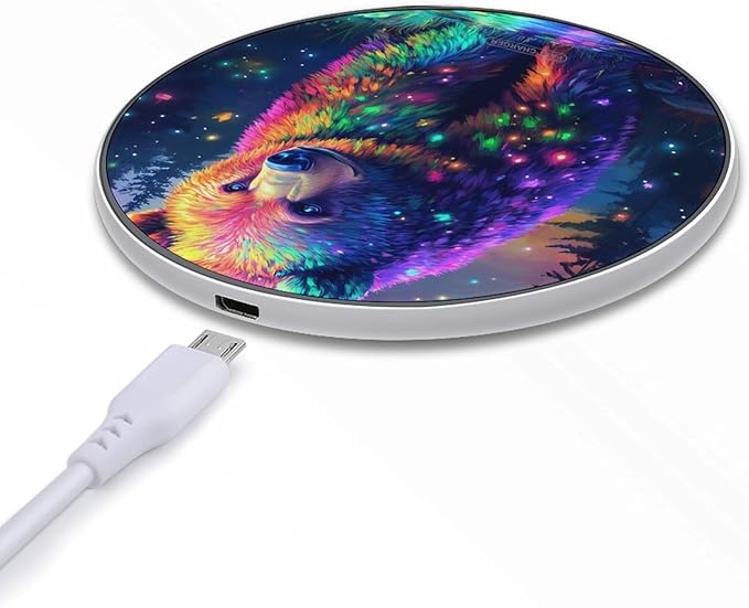Colorful Bear Forests Wireless Charger Anti-Slip Wireless Charging Pad Slim Charger Mat for Men Women