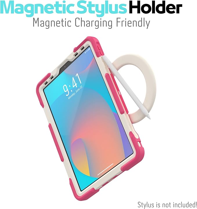 Pepkoo Triple Shockproof Case for iPad Air 5th/4th Generation 10.9 inch 2022/2020 and iPad Pro 11 Case 2022 2021 2020 2018 Gen Kids Boy Girl Cover with Kickstand &amp Shoulder Strap (Pink)