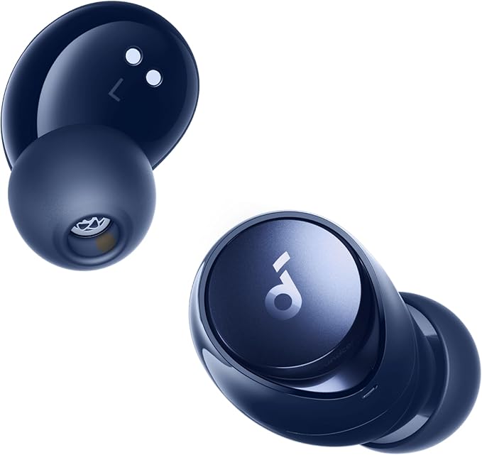 soundcore by Anker Space A40 Auto-Adjustable Active Noise Cancelling Wireless Earbuds Reduce Noise by Up to 98% 50H Playtime Hi-Res Sound Comfortable Fit App Customization Wireless Charge (Blue)