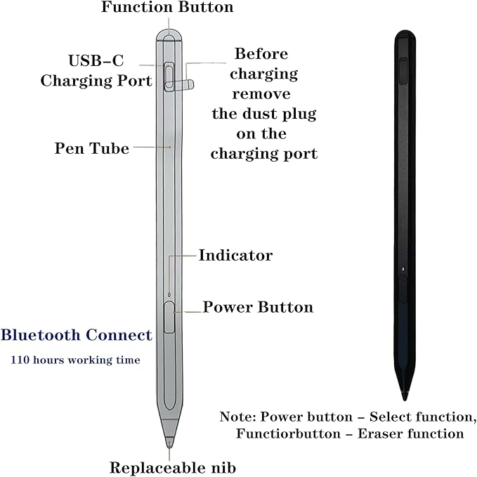 U1 Compatible with Lenovo USI 2.0 U1 Stylus Pen for Lenovo Chrome Duet 9 Stylus Pen for Chrome Duet 5 Pen with 4096 Pressure Sensitivity (Black)