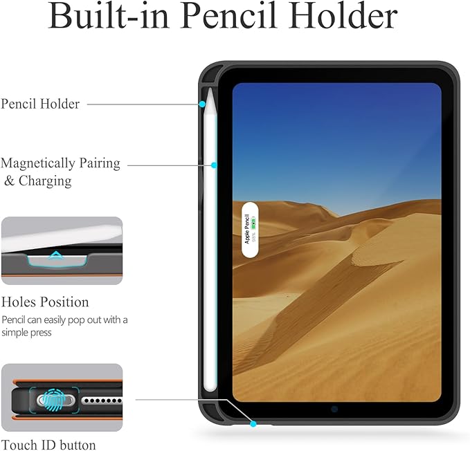 auaua Case for iPad mini 7 (A17 Pro 2024) / iPad mini 6 Case (2021) 8.3 inch with Pencil Holder Multiple Viewing Angles Magnetic Closure Auto Sleep/Wake (Brown)