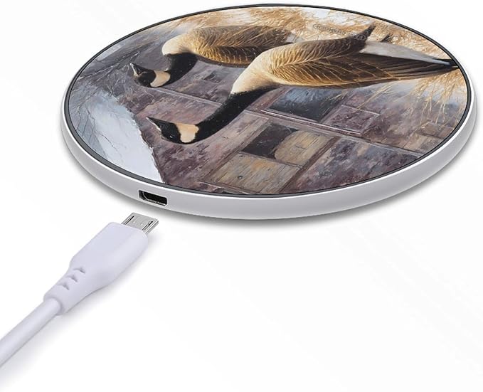 Geese Winter Barn Snowy Scene Phone Charger Magnetic Charging Pad Anti-Slip with USB Cable