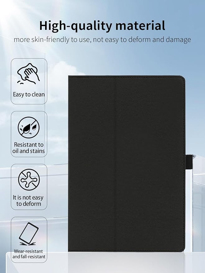 Case for Teclast T65 Tablet 13.4 inch Android 15 TabletsUYRUREL Leather Slim Folding Stand Cover with Hand Strap Magnet for Men Women Full ProtectionBlack.