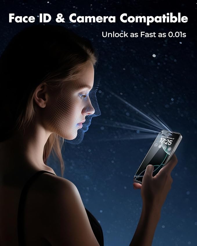 UNBREAKcable iPhone 16 Pro Max Screen Protector 3-Pack 3 Tempered Glass + 3 Camera Lens Protectors 9H Hardness HD Clarity Anti-Fingerprint Case Friendly 6.9 Inch