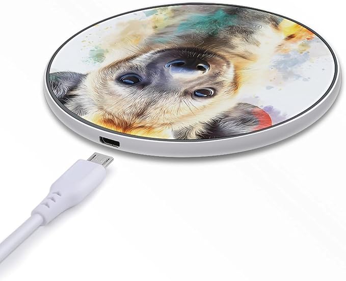 Hyena Dog Fast Portable Charger 10W Funny Graphic Phone Charging Pad with USB Cable