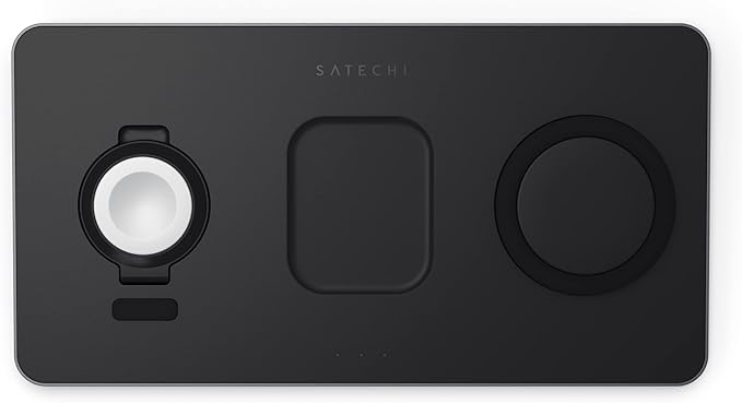 Satechi Trio Wireless Charger with Magnetic Pad Qi Certified Compatible with iPhone 16 Pro Max/16 Pro/16/16 Plus AirPods Pro/Gen 3 Apple Watch Ultra &amp Series (ST-X3TWCPMs)