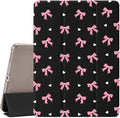 Cute Girly Pink Bowknot Pattern for iPad Mini6Protective CasePencil Holder &amp Clear Transparent Back &amp Trifold Cover Scratchproof Case(Model Number:A2567/A2568/A2569)