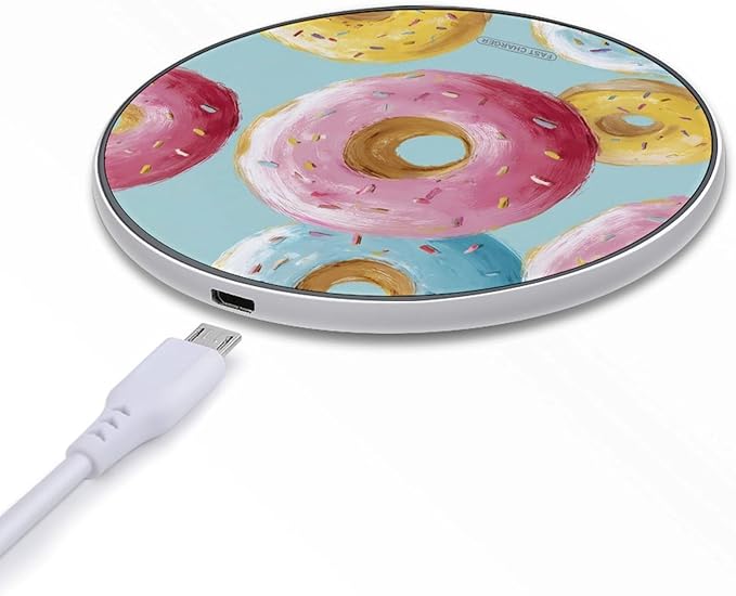 Colorful Doughnuts Fast Portable Charger 10W Funny Graphic Phone Charging Pad with USB Cable