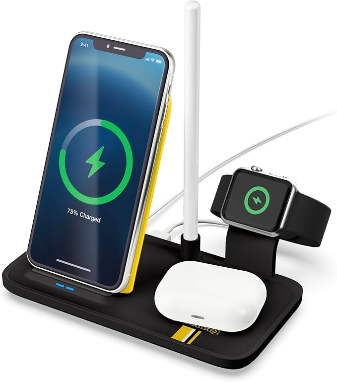 SOAR NCAA 4-in-1 Wireless Charging Docking Station: Fast Charge for iPhone Apple Watch Air Pods &amp Apple Pencil