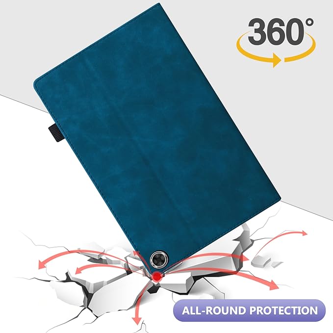 Dteck Folio Case for All-New Amazon Fire HD 10 and 10 Plus Tablet (13th/11th Generation 2023/2021 Release)Premium PU Leather Slim Flip Stand Magnetic Pocket Wallet Cover with Pencil Holder Blue