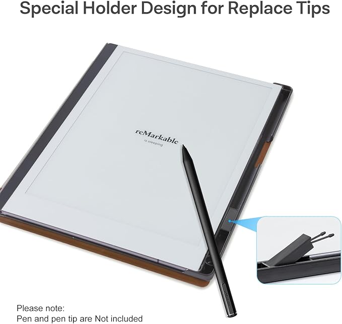 CoBak Stand Case for Remarkable 2 Paper Tablet with Two Viewing Angles- Lightweight and Hard Back Shell Protective Book Folio Cover with Built-in Pen Holder - for 10.3 2020 Released (Brown)