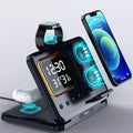 AYI 5in1 Multi Functional Wireless Charging Station with Digital Clock 15W Fast Charge Night Light Temperature Humidity Monitor Wireless Charger for All Qi Phone TWS Headphone and Apple Watch-Black