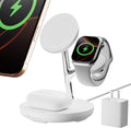 3-in-1 Magnetic Wireless Charger for iPhone 12-16Fast Charging Station for Apple Watch &amp AirPods | MagSafe Desktop Dock 360° Adjustable Stand