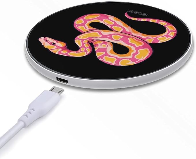 Python Snake Pinkcolor Fast Portable Charger 10W Funny Graphic Phone Charging Pad with USB Cable