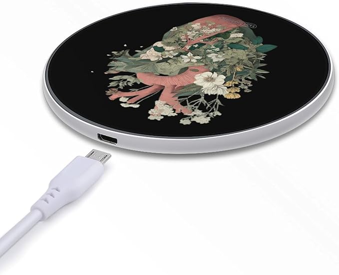 Botanical Heart Fast Portable Charger 10W Funny Graphic Phone Charging Pad with USB Cable