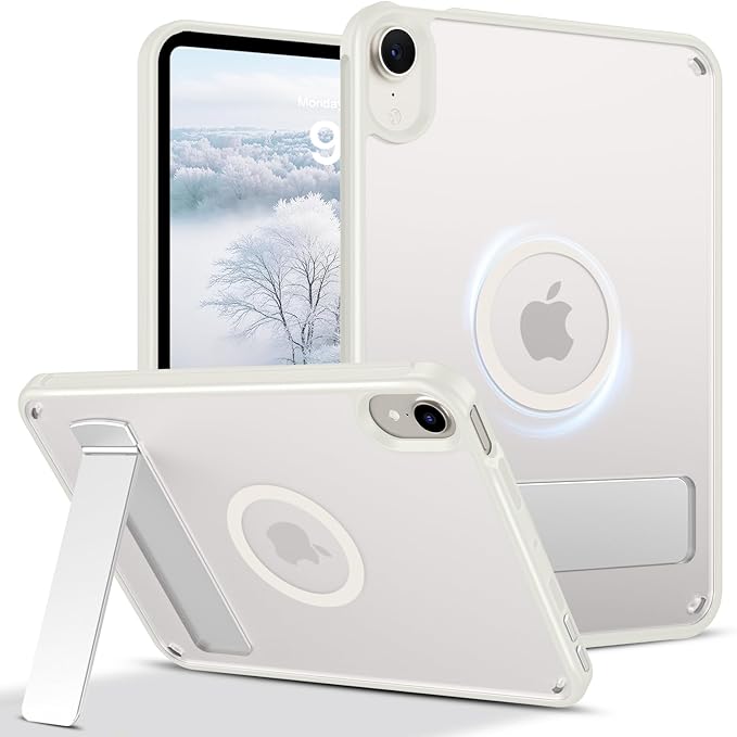 Telaso for iPad mini 7 A17 Pro 2024/iPad Mini 6 2021 Case iPad mini 7th/6th Gen Magnetic Case with Invisible Portrait/Landscape Stand Translucent Matte Back Soft TPU Bumper Protective Cover Stone