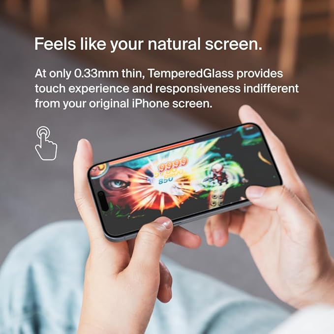 Belkin ScreenForce TemperedGlass Treated Privacy Screen Protector for iPhone 15 Pro Max - Slim &amp Scratch-Resistant - Includes Easy Align Tray for Bubble Free Application