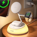 Lamicall 4-in-1 Qi2 Certified Wireless Charging Station for Magsafe [LED Night Light] 15W Fast Magnetic Charger Stand Gifts Compatible for iPhone 17 16 15 14 13 Series Watch Air pods 30W Adapter
