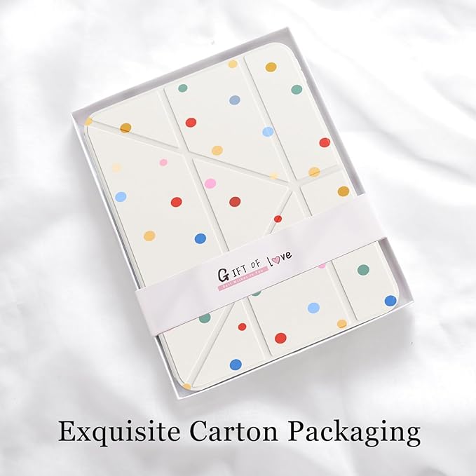 Cute Kawaii Polka Dot for iPad Pro 11 Inch Case 4th/3rd/2nd Generation 2022/2021/2020 with Pencil Holder Auto Sleep/Wake White Leather Acrylic Back Detachable Cover