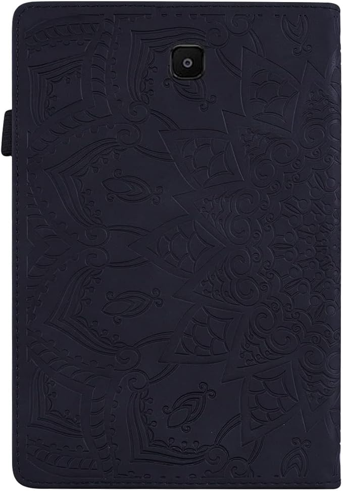 YEMENGHUA Heavy Duty Protection Compatible with Samsung Galaxy Tab A 8.0 T387 SM-T387V T387T T387A Slim Lightweight Embossed PU Leather Flip Holder Tablet PC Case Card Slot Tablet Case(Black)