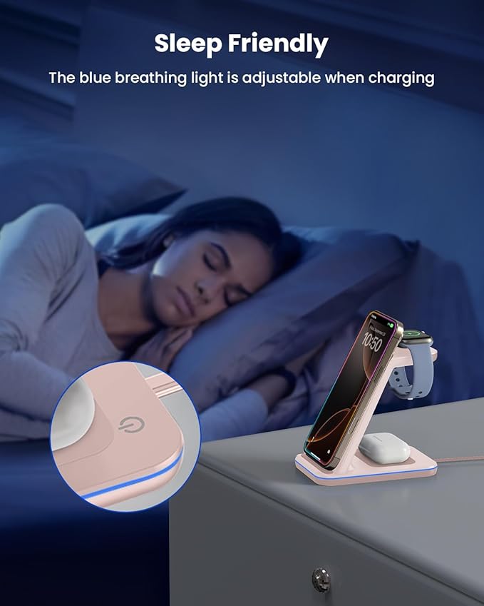3 in 1 Wireless Charging Wireless Charger Stand for Multiple Apple Devices Wireless Charger for iPhone 17 16 15 14 13 12 11 Pro Max XS XR 8 Apple Watch 11 9 8 7 6 SE 5 4 3 2 AirPods 3/2/Pro