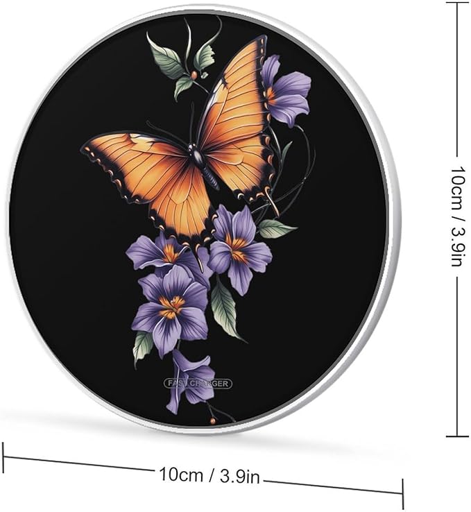 Butterflys Hibiscus Syriacus Flowers Phone Charger Magnetic Charging Pad Anti-Slip with USB Cable