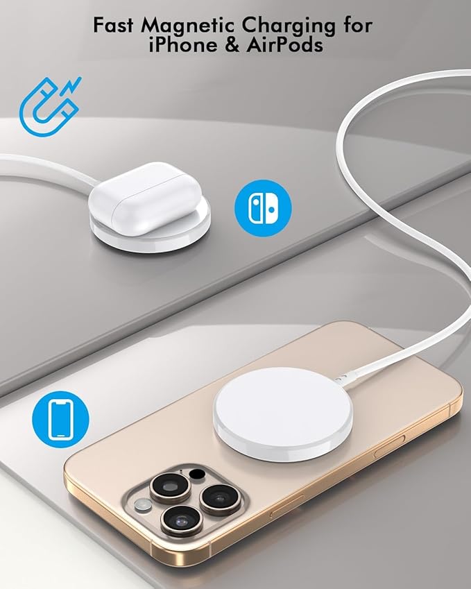 [Apple MFi Certified]iPhone Magnetic Charger6FT 2Pack Apple Wireless Charger Pad 15W Mag Safe Fast Charging iPhone Flat for iPhoneAir/17 Pro Max/16 Pro Max/15Pro/14/13/12 SeriesAirPods3/2/Pro3/Pro 2