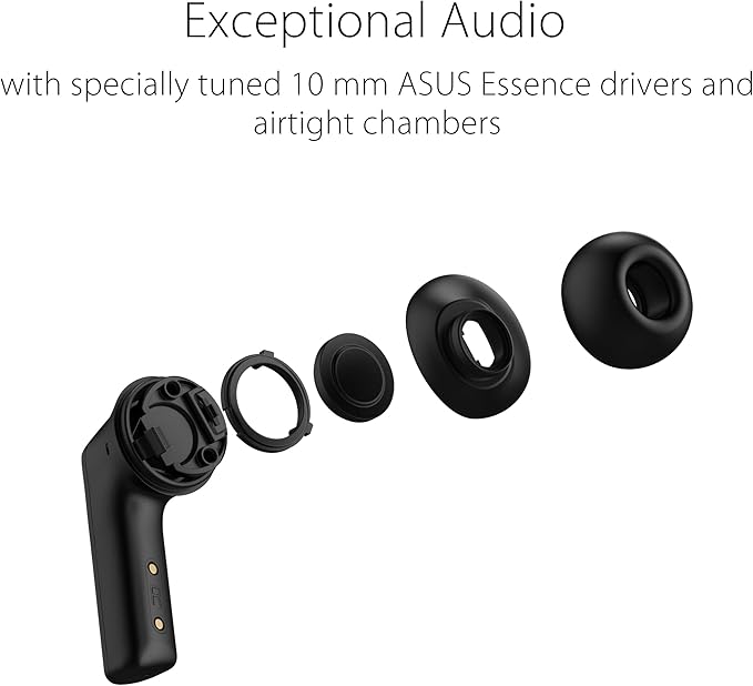ASUS ROG Cetra True Wireless Gaming Earbuds – Bluetooth Low-Latency ANC Noise Cancelling Touch Control IPX4 Water Resistant 27Hr Battery Wireless Charging for PC Mobile Switch Ally/X - Black