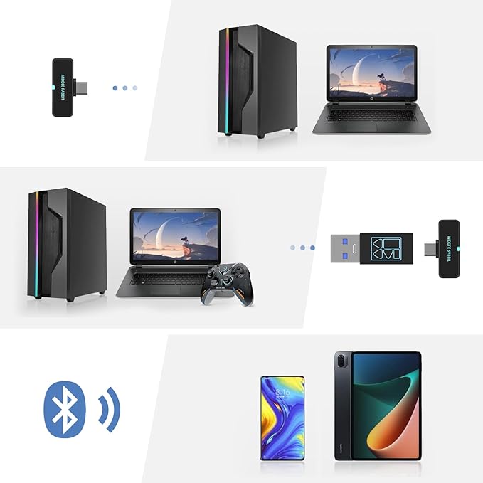 Middle Rabbit SW4 USB Wireless Earbuds for PC and Laptop: Bluetooth Headphones with 2.4GHz Dongle for Work Wireless Headset for Work with Microphone Earphones with Mic for Computer Desktop