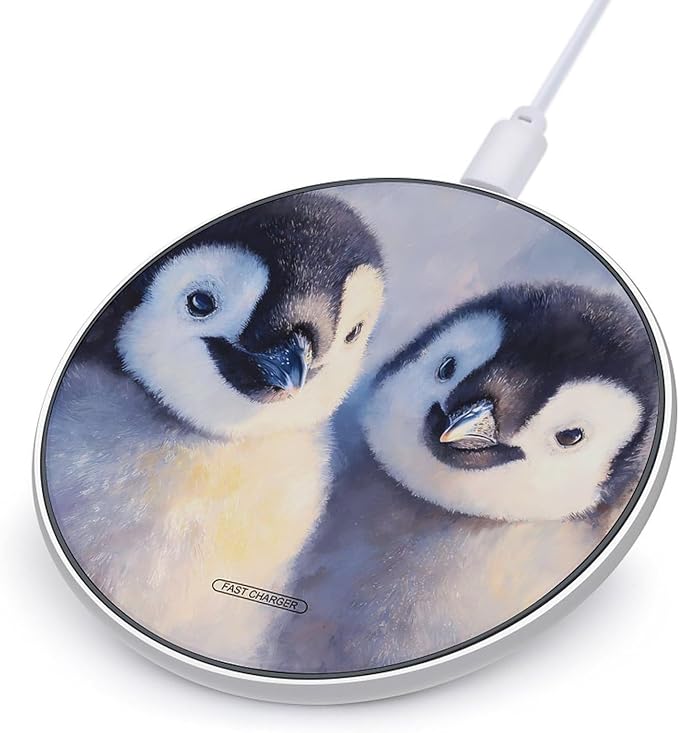 Fluffy Penguins Fast Portable Charger 10W Funny Graphic Phone Charging Pad with USB Cable