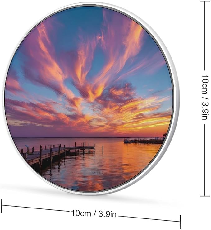Fiery Clouds Sunset at Sea Fast Portable Charger 10W Funny Graphic Phone Charging Pad with USB Cable