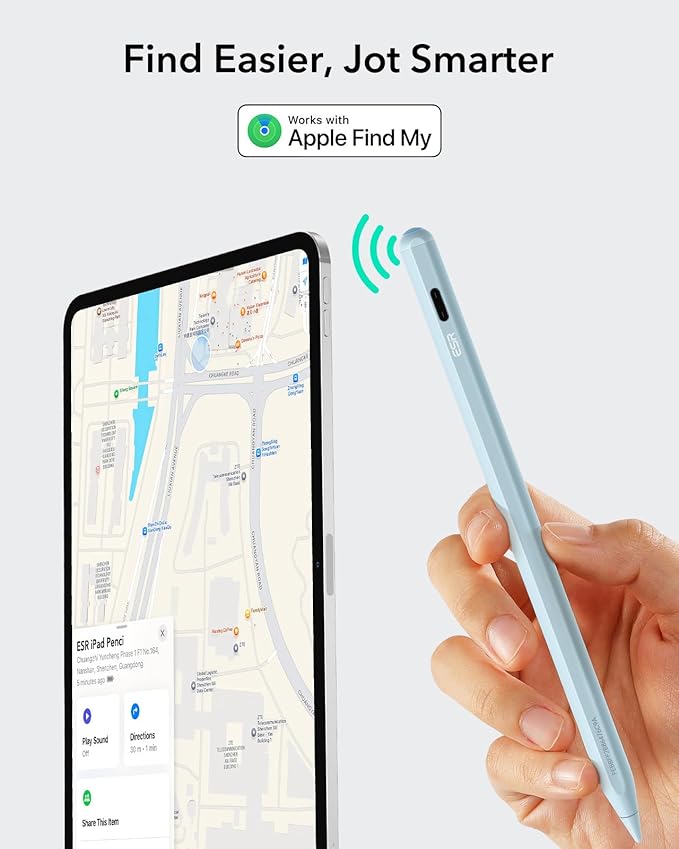 ESR Geo Digital iPad Pencil Findmy Compatible with Apple iPad 2018-2026with Easy Shortcuts for Apple iPad A16/10/9/8 &amp Air 13/11 &amp Pro 12.9/13/11 &amp Mini 7/6/5Blue(No Wireless Charging)