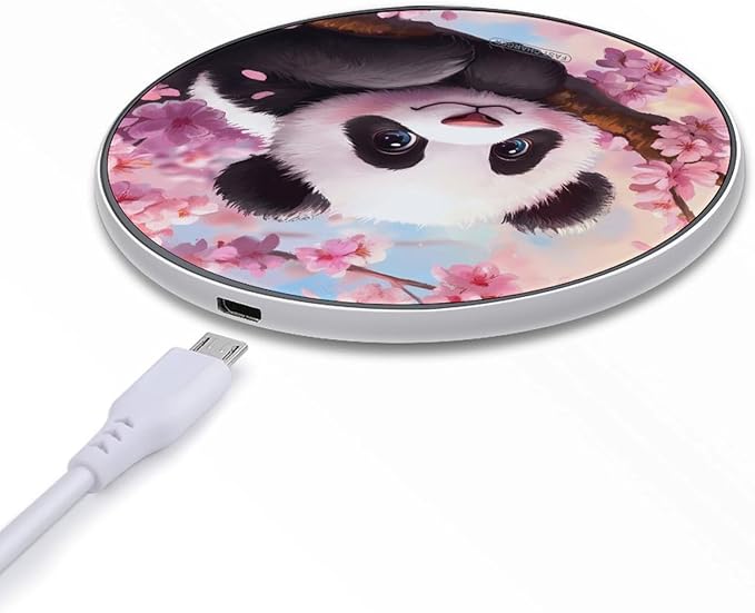 Panda Cherryflowers Wireless Charger Anti-Slip Wireless Charging Pad Slim Charger Mat for Men Women